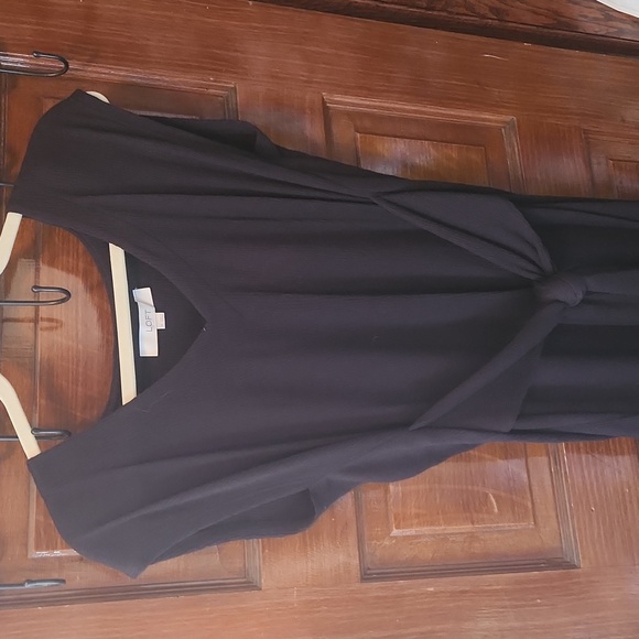 Loft Black Crepe Tie-Front Dress - Size M - Picture 2 of 2